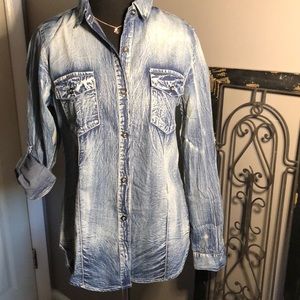 Acid wash denim top, size Small